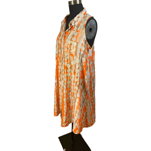 VTG Aline, button front sleeveless shift dress. EUC, Sz 10P. Silky lightweight - Picture 3 of 7